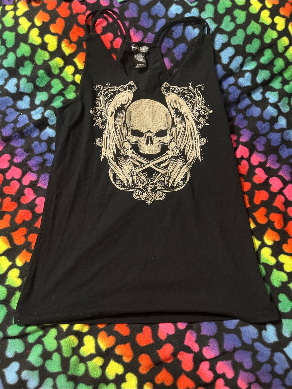 Rock Skull Graphic Black Tank Top - Bus Stop by Los Angeles